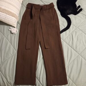 {Wilfred} Brown Tie Front Wide Leg Trousers